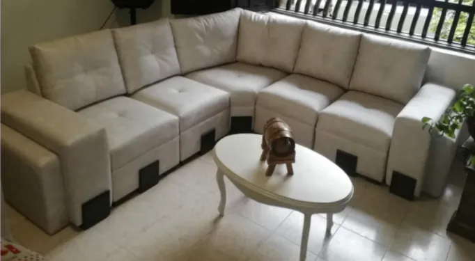 Mueble sofá seccional blanco — antes