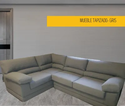 Mueble seccional tapizado en gris